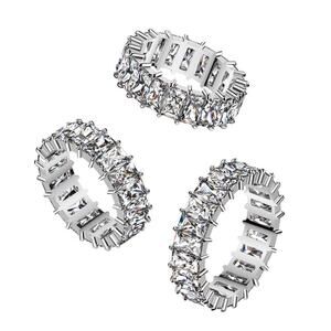 Baguette CZ Eternity Stainless Steel Ring 6.6 width size 7